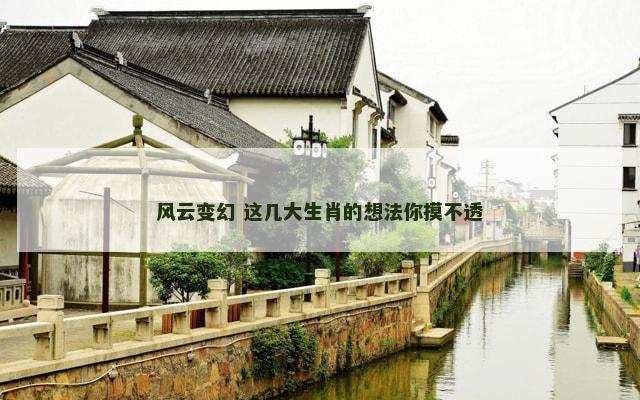 风云变幻 这几大生肖的想法你摸不透