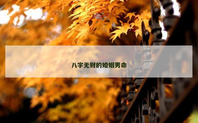 八字无财的婚姻男命