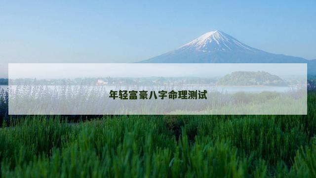 年轻富豪八字命理测试