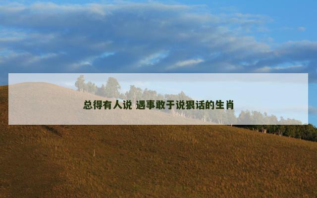 总得有人说 遇事敢于说狠话的生肖
