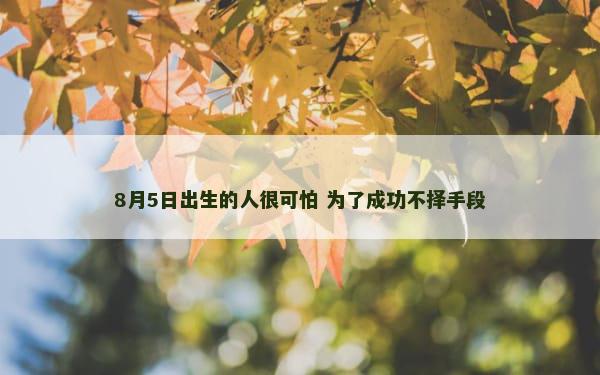 8月5日出生的人很可怕 为了成功不择手段