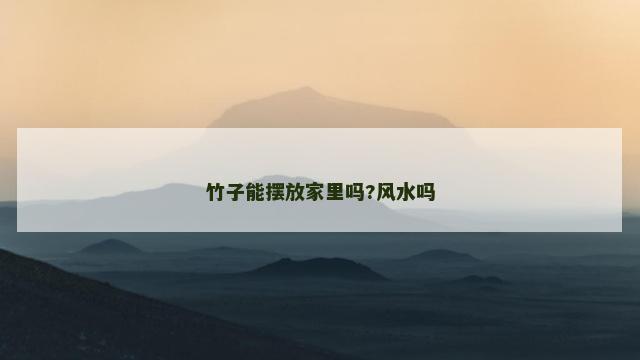 竹子能摆放家里吗?风水吗