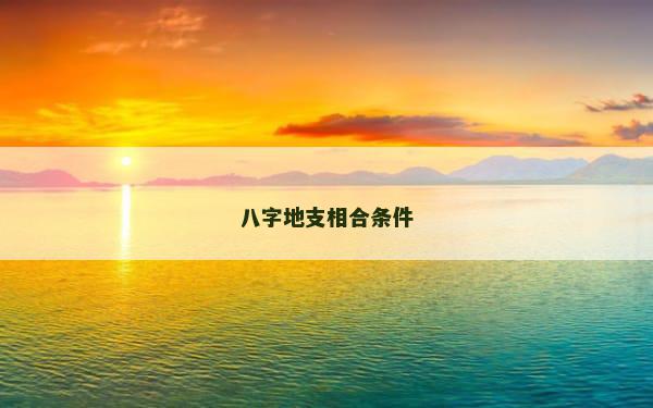 八字地支相合条件