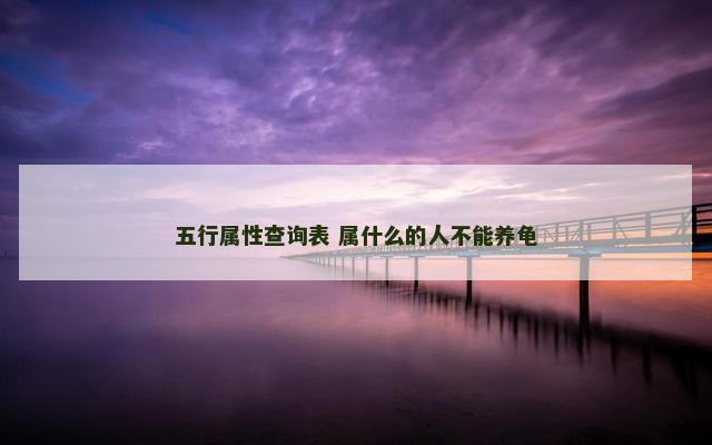 五行属性查询表 属什么的人不能养龟