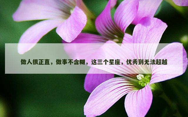 做人很正直，做事不含糊，这三个星座，优秀到无法超越