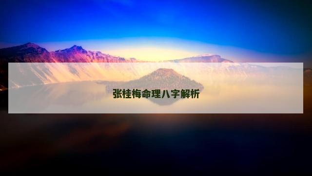 张桂梅命理八字解析