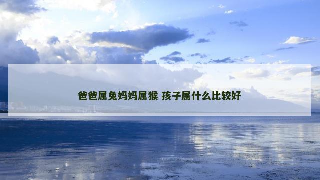 爸爸属兔妈妈属猴 孩子属什么比较好