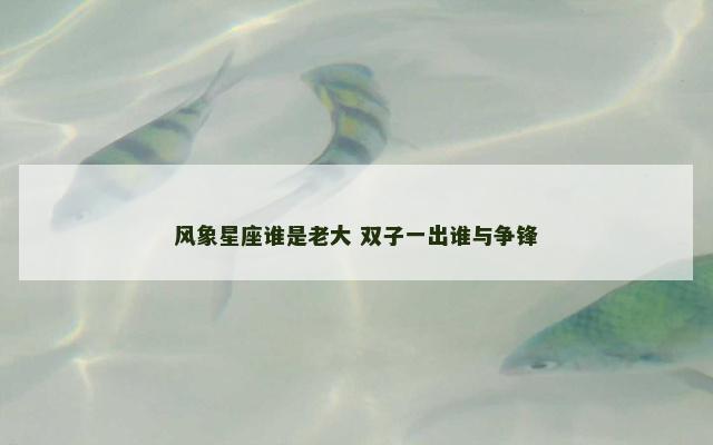 风象星座谁是老大 双子一出谁与争锋