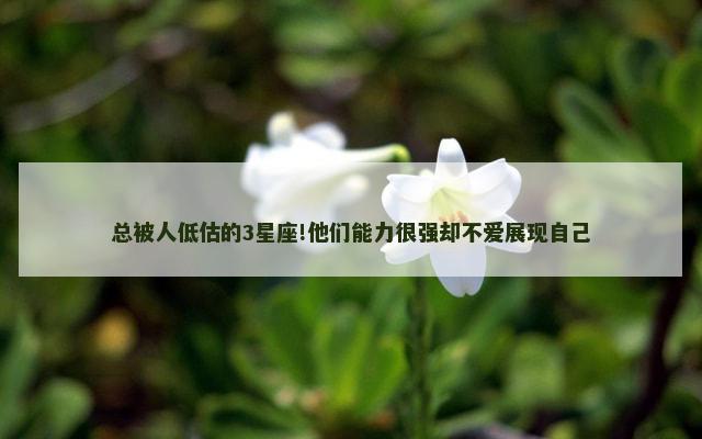 总被人低估的3星座!他们能力很强却不爱展现自己