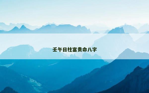 壬午日柱富贵命八字