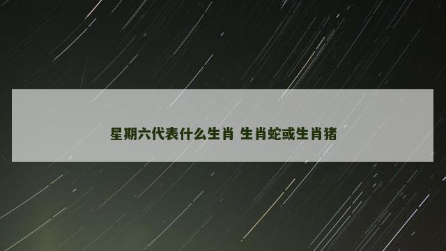 星期六代表什么生肖 生肖蛇或生肖猪