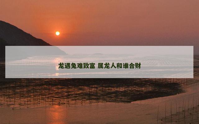 龙遇兔难致富 属龙人和谁合财