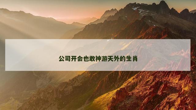 公司开会也敢神游天外的生肖