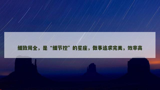 细致周全，是“细节控”的星座，做事追求完美，效率高