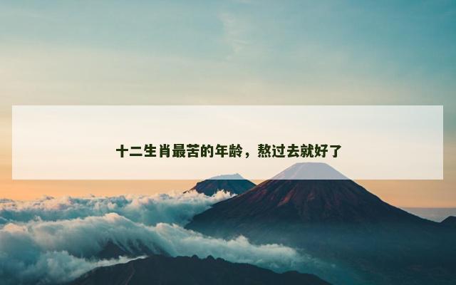 十二生肖最苦的年龄，熬过去就好了