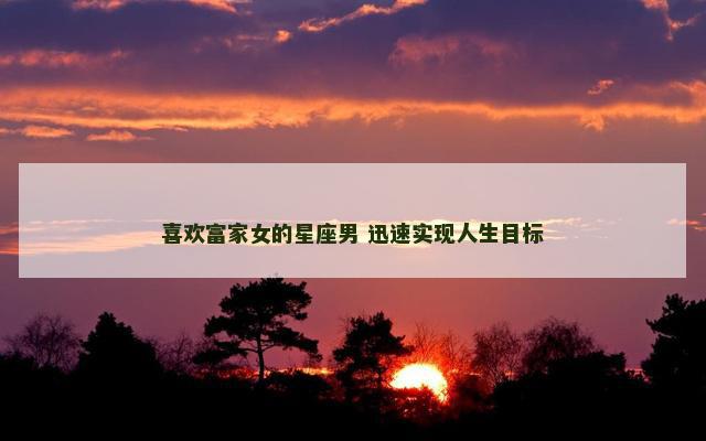 喜欢富家女的星座男 迅速实现人生目标