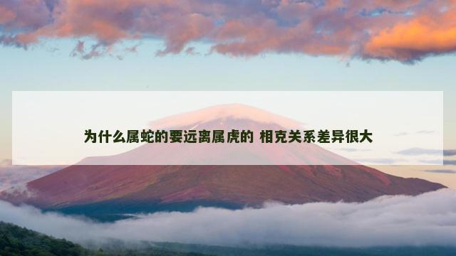 为什么属蛇的要远离属虎的 相克关系差异很大