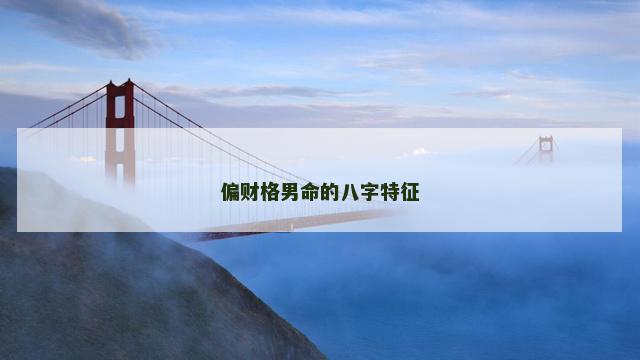 偏财格男命的八字特征