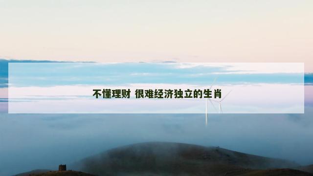 不懂理财 很难经济独立的生肖