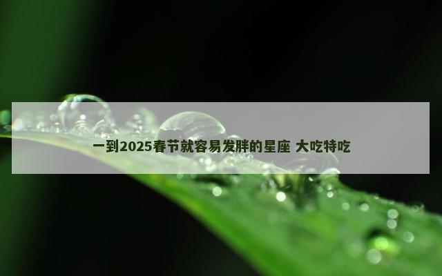 一到2025春节就容易发胖的星座 大吃特吃
