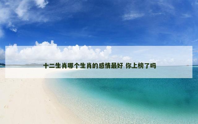 十二生肖哪个生肖的感情最好 你上榜了吗