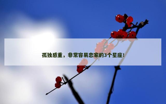 孤独感重，非常容易恋家的3个星座！