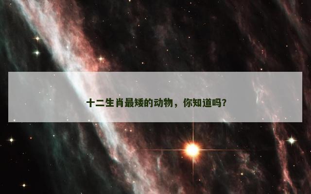十二生肖最矮的动物，你知道吗？