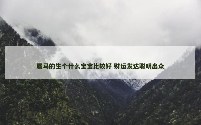 属马的生个什么宝宝比较好 财运发达聪明出众