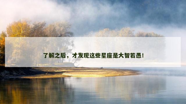 了解之后，才发现这些星座是大智若愚！