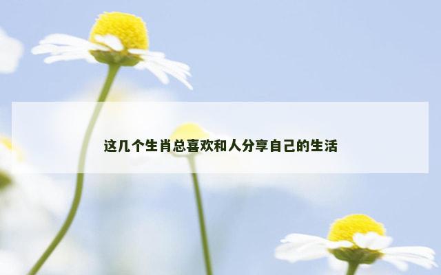 这几个生肖总喜欢和人分享自己的生活