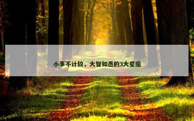 小事不计较，大智如愚的3大星座
