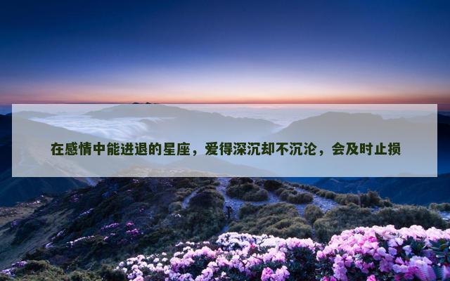 在感情中能进退的星座，爱得深沉却不沉沦，会及时止损