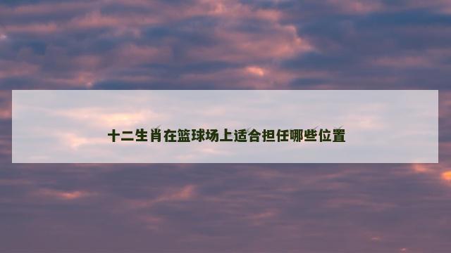 十二生肖在篮球场上适合担任哪些位置