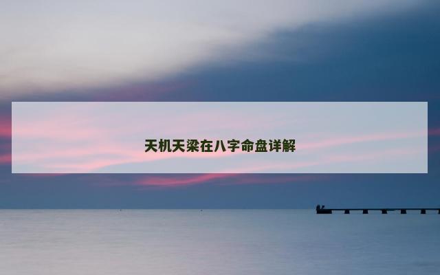 天机天梁在八字命盘详解