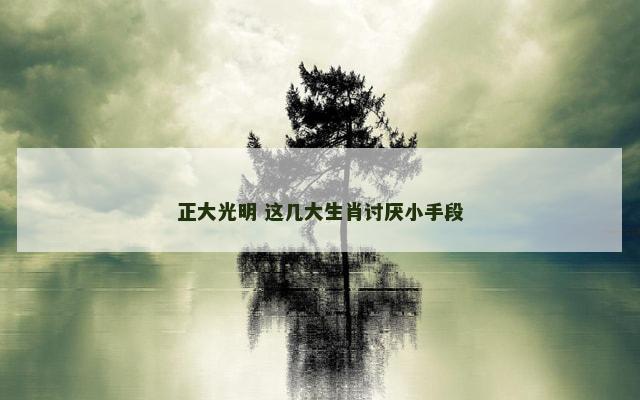 正大光明 这几大生肖讨厌小手段