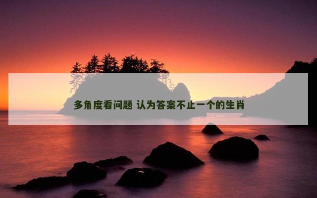 多角度看问题 认为答案不止一个的生肖