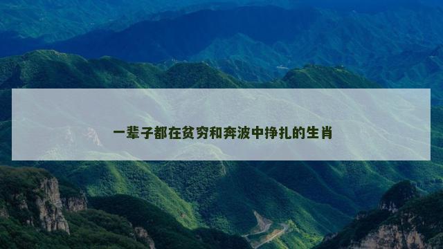 一辈子都在贫穷和奔波中挣扎的生肖