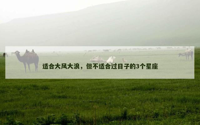 适合大风大浪，但不适合过日子的3个星座