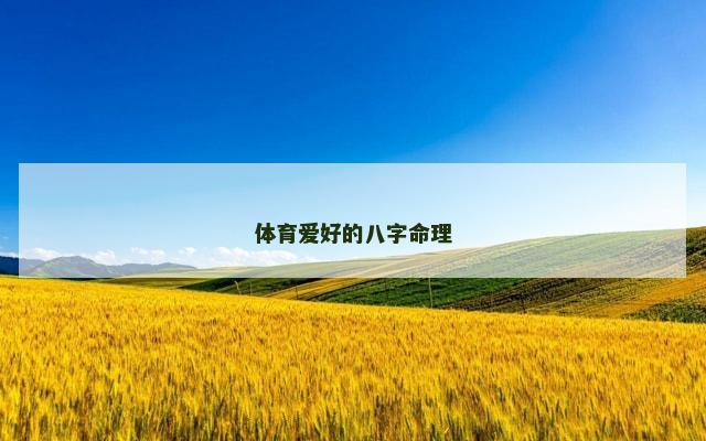体育爱好的八字命理