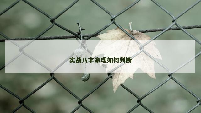 实战八字命理如何判断