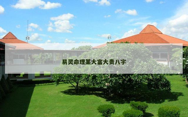易灵命理某大富大贵八字