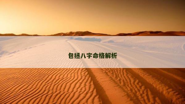包拯八字命格解析