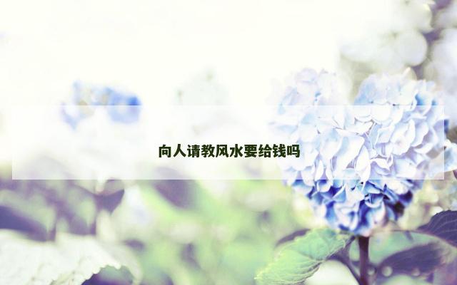 向人请教风水要给钱吗