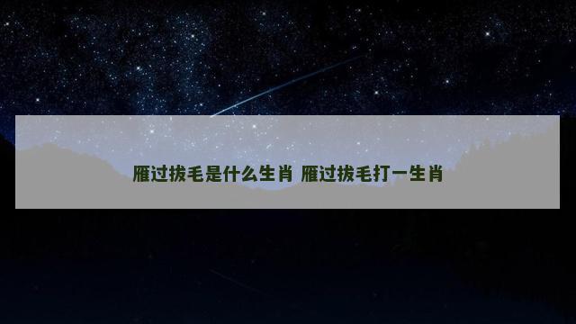雁过拔毛是什么生肖 雁过拔毛打一生肖