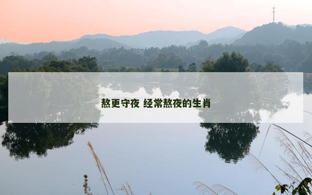 熬更守夜 经常熬夜的生肖