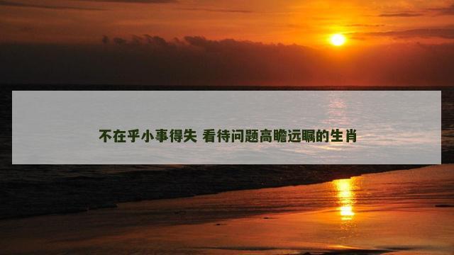 不在乎小事得失 看待问题高瞻远瞩的生肖