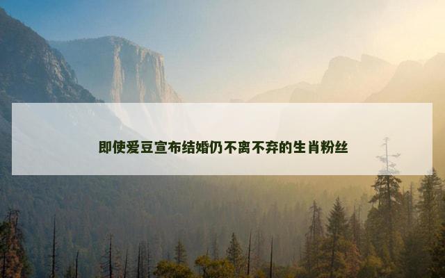 即使爱豆宣布结婚仍不离不弃的生肖粉丝