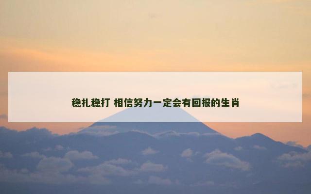 稳扎稳打 相信努力一定会有回报的生肖