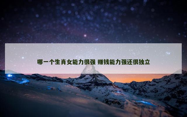 哪一个生肖女能力很强 赚钱能力强还很独立