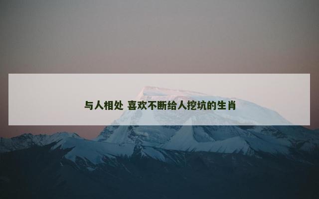 与人相处 喜欢不断给人挖坑的生肖